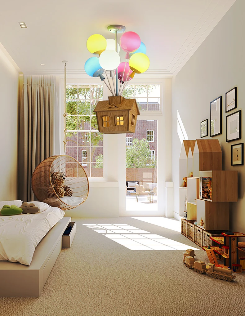 Modern Cartoon Balloon Ceiling Light Children Colored Glass Pendant Lamps Boys and Girls Room Bedroom Decoration LED Lights