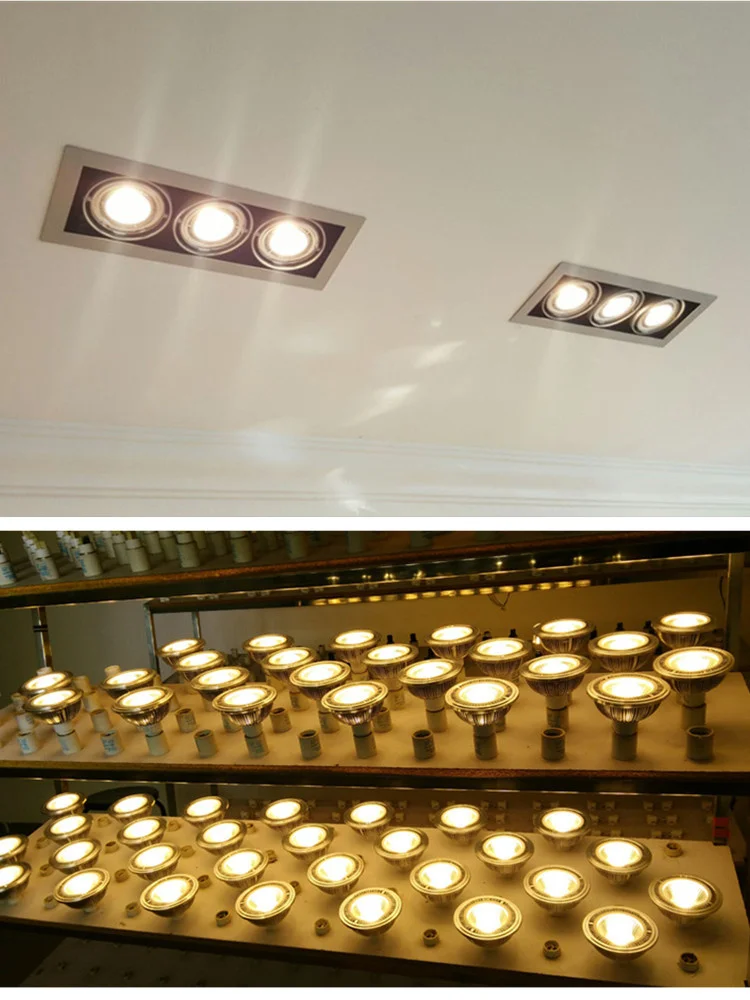 LED AR111 Lamp Dimmable 15W 220V 12V GU10 G53 Base Substitute Halogen Lamps LED Downlight ES111 Bulbs COB Spotlight Warm White
