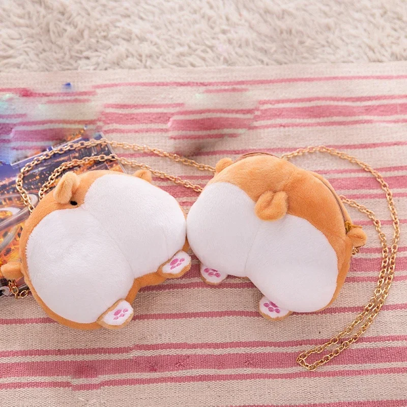 

1pcs Cute Mini Corgi Butt Shape Plush Bag Animal Dog Wallet Coin Purse for Women Girl Cosplay Prop Decor Collection Gift