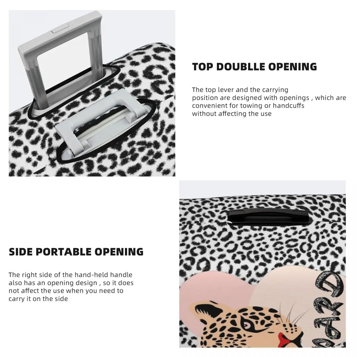 لطيف ليوبارد الفهد طباعة غطاء أمتعة السفر قابل للغسل غطاء حقيبة حامي صالح 18-32 بوصة