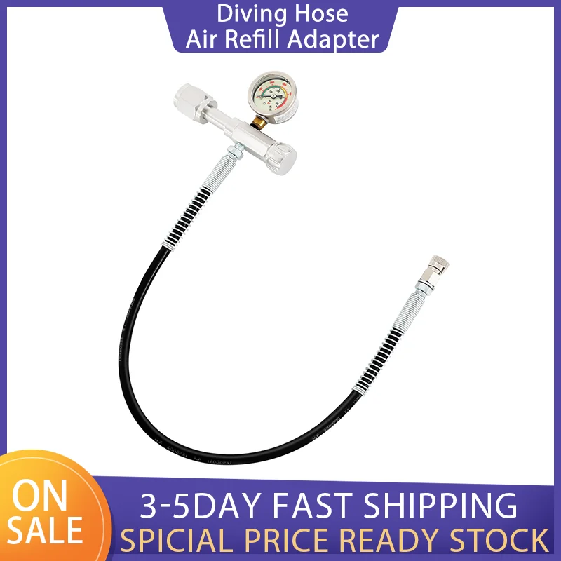 

6000PSI Air Refill Adapter for Diving & Paintball, 23.6" Hose with Pressure Gauge, Fits All Gas Cylinders (400bar Max Pressure)