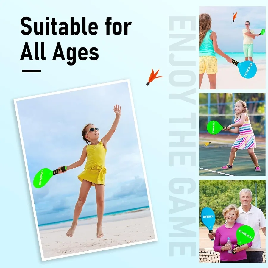 Toss catch paddle ball game set, jogos ao ar livre raquete quintal jogos, praia piscina areia gramado acampamento brinquedos com 8 pás 8 bolas 8 bir