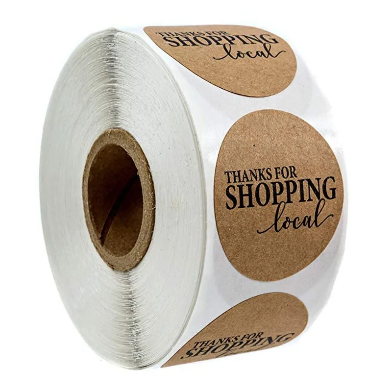 

Крафт-бумага "Спасибо за покупки местные" наклейки этикетки для печати 1 дюйм этикетки ролл стикер заказной стикер для канцелярских товаров 500 шт