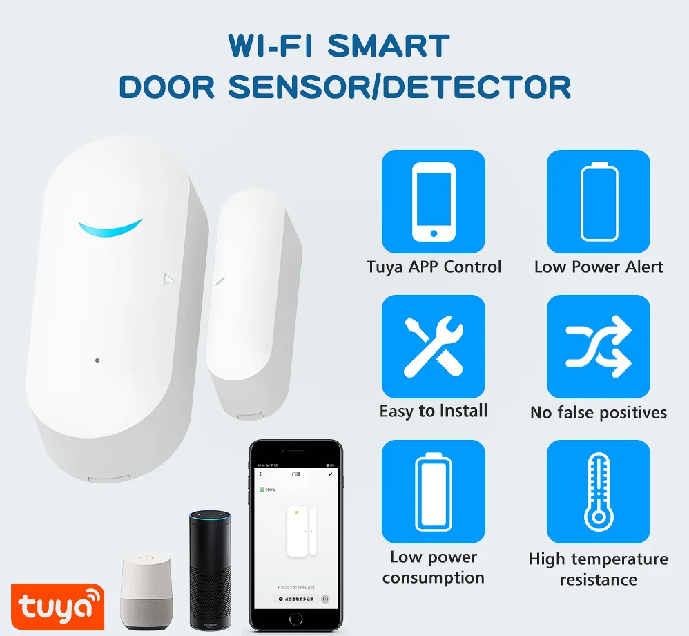 Window Door Alarm Sensor Kerui Security Systems for Home Assistant Tuya Opening Sensor Smartlife Residential Alarms Wifi Zigbee