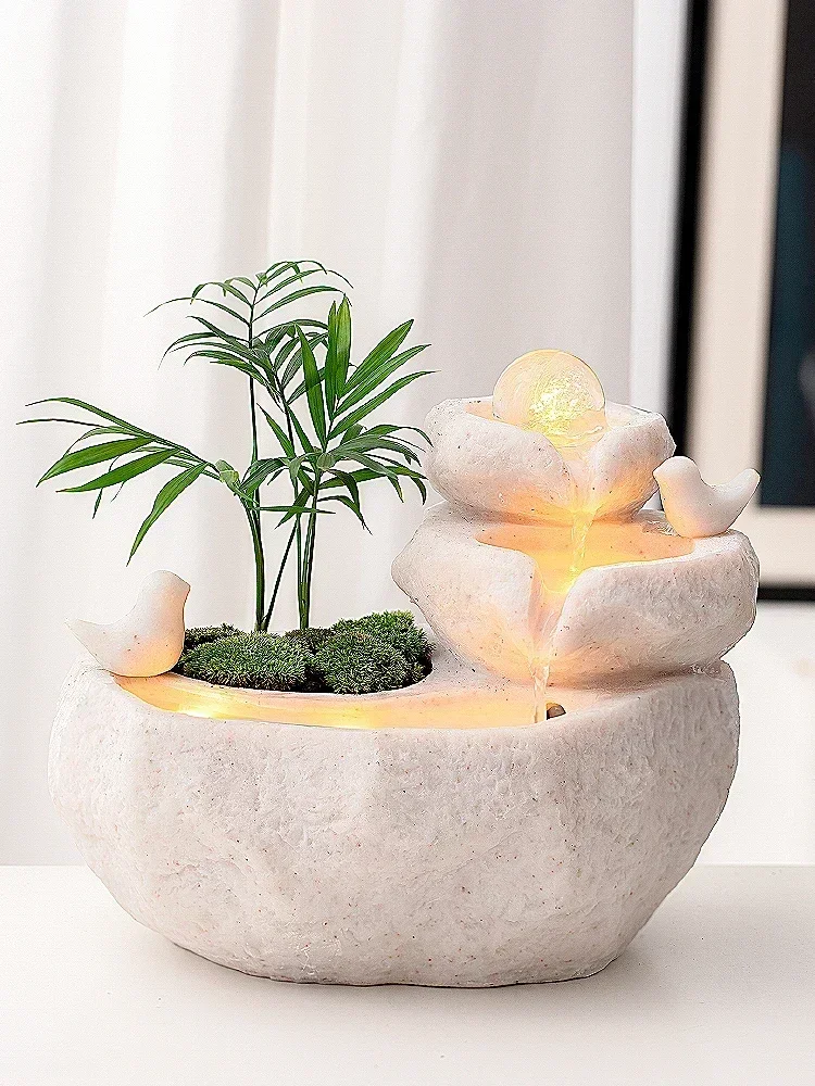 Rockery Water Humidification Purification Bonsai Desktop Fountain Shop Good Fortune Ball Gold Jubao Water Landscape Decoration