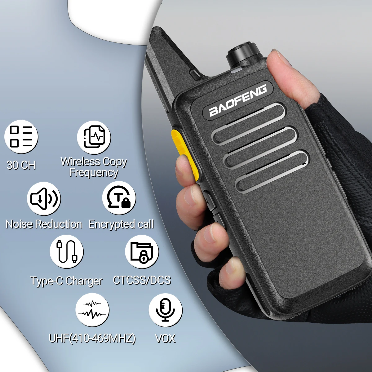 New Baofeng BF-T20 D GMSK Walkie Talkie Portable Type-C Charging UHF For BF-888S F22 Two Way Radio for Station Hotel Hunting