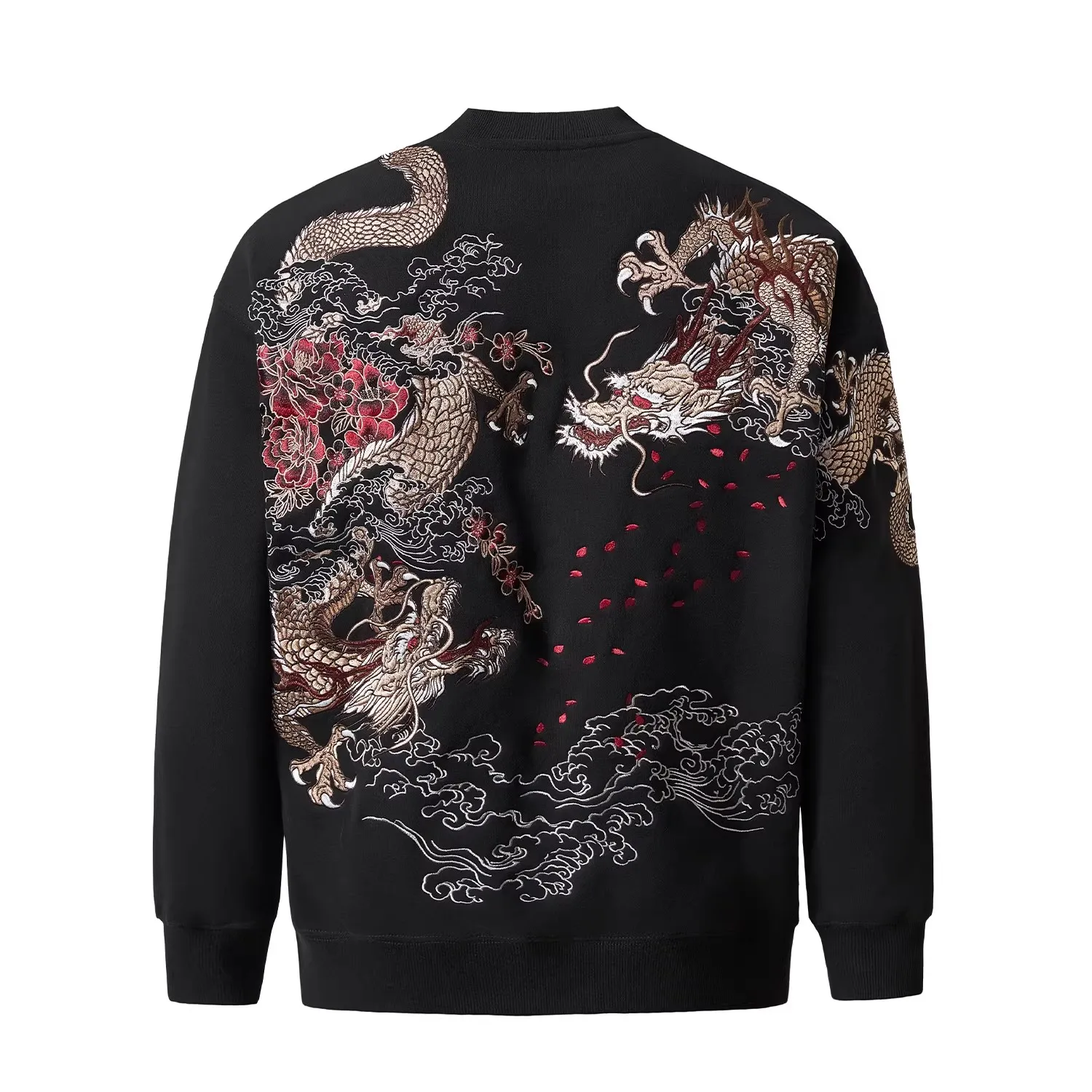 

Men Boys High Street Yokosuka Dragon Embroidered Sukajan Sweatshirt Sweater All-Match Plus Size