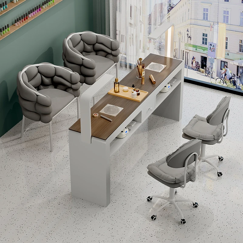 Minimalist Glam Nail Table With Led Light Professional Small Modern Nail Table Italian Aesthetic Mesa Uñas Manicura Furniture