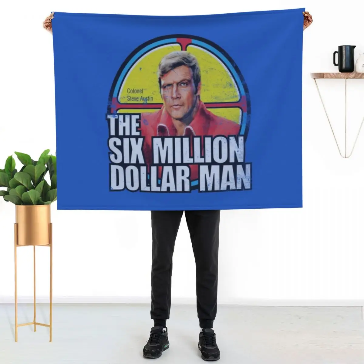 Six Million Dollar Man T-ShirtVintage Retro Six Million Dollar Man T-Shirt_by Bigfinz_ Throw Blanket