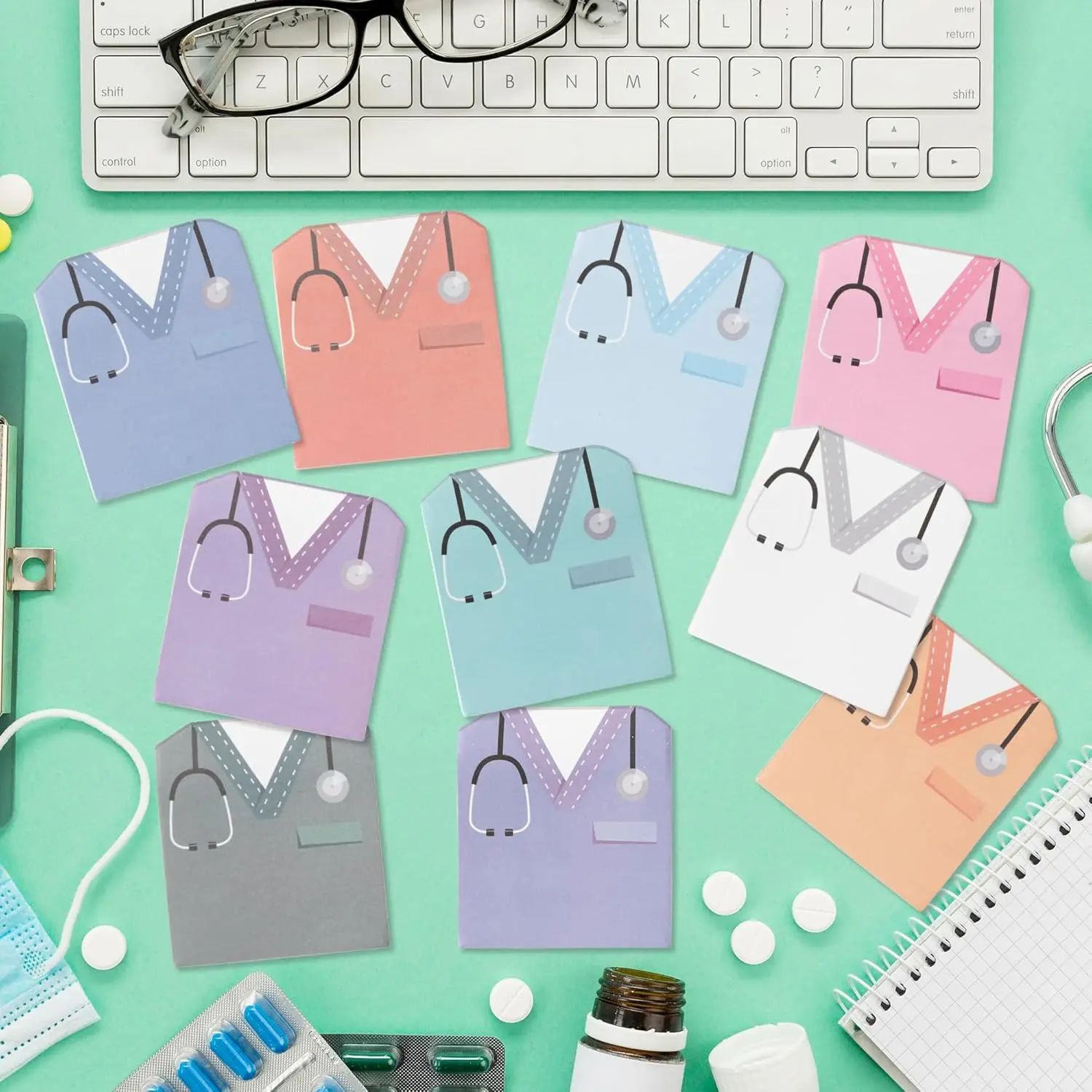 10 Pads Funny Nurse Themed Sticky Notepads Cute Self-adhesive Memo Pads Office School & Hospital Stationery