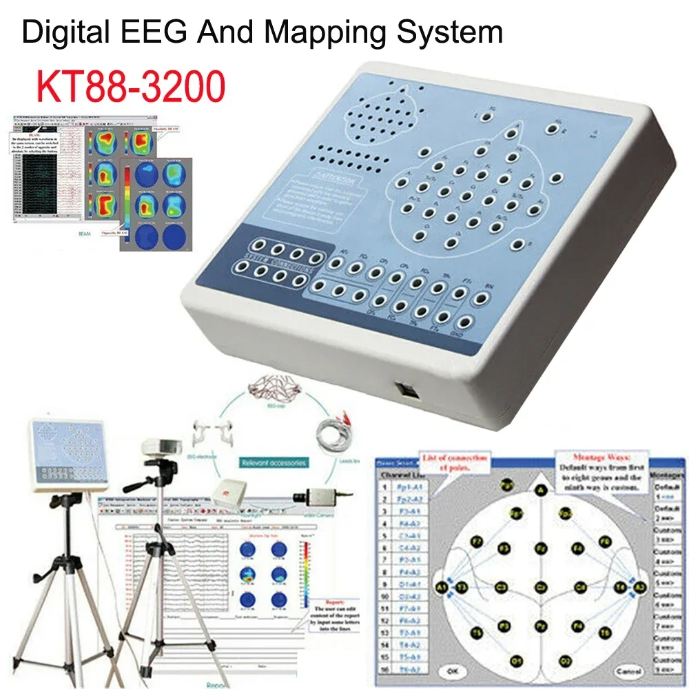 CONTEC KT88-3200 Digital EEG Machine 32 Channel Brain EEG Map Scanner Brain Electric Activity Mapping System with PC Software