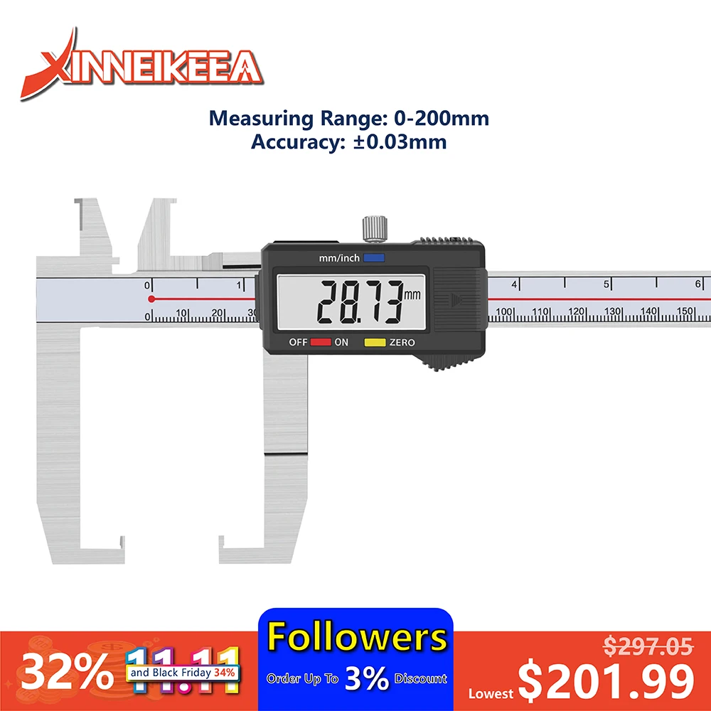 Metric Imperial Inner Groove Digital Display Caliper Universal Joint Inner Groove Caliper 0-150mm Snap Ring Groove Width Ruler