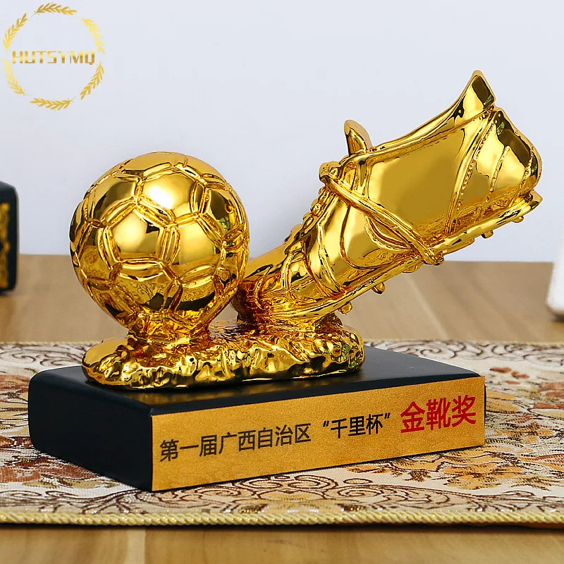 Resin Football Trophy Decoration New Striker Award Golden Shoe Trophy Football Championship Trophy Customization, Fans Souvenir