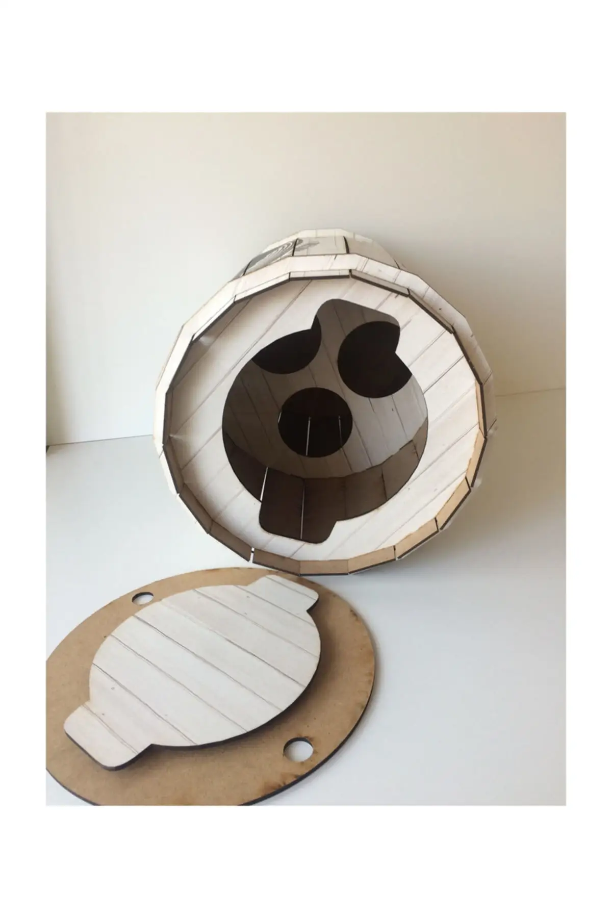 Mesa de centro de barril de madera,