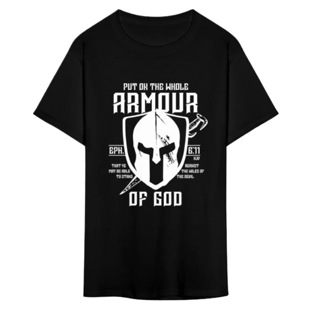 

Put on The Whole Armour of God. Spartan Sword Helmet T-Shirt 100% Cotton O-Neck Short Sleeve Summer Casual Mens T-shirt
