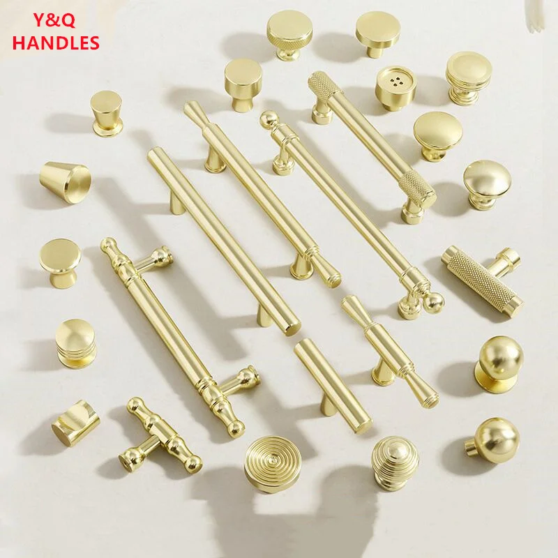 Handles Drawer Cabinet Furniture Kitchen Handles for Cabinet Knob Door Drawer Furniture Kitchen Golden Single hole Aluminium