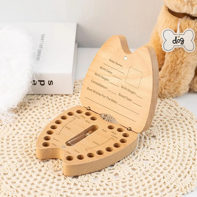 Baby Tooth Save Box Tooth Fairy Box Teeth Souvenir Box Wooden Tooth Keepsake Box Teeth Storage Container