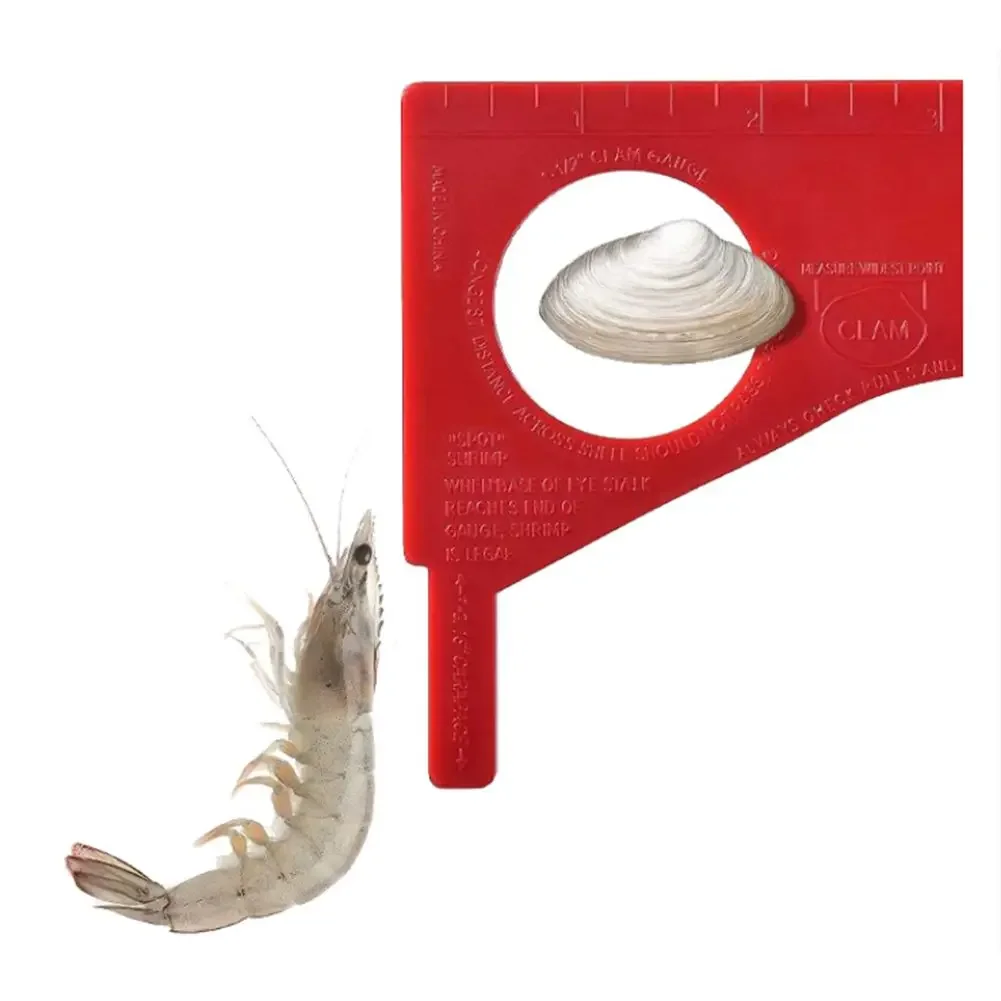 Herramienta de medición de cangrejo, herramienta de medición de almeja, Color rojo brillante, fácil de almacenar, Material de PVC, diseño apto para viajes, 150g