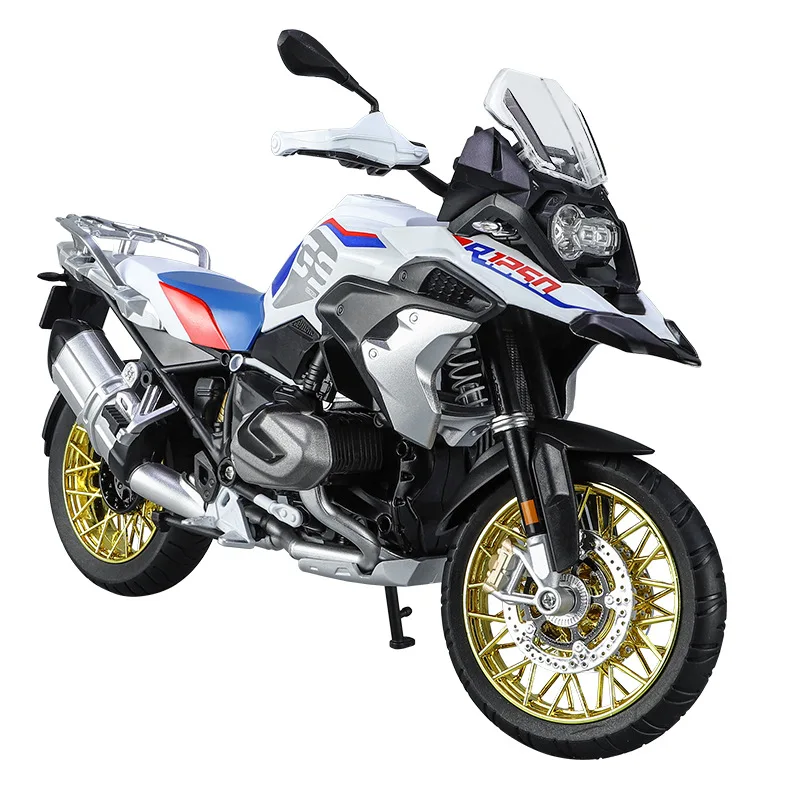 1:9 bmw r1250gs adv simulação modelo de motocicleta diecast som luz metal veículo lighttable coleção presente para menino