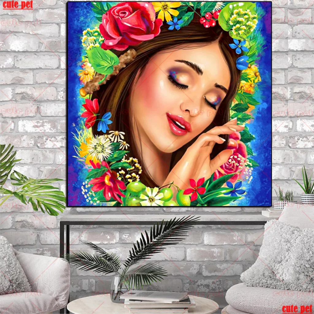 DIY Diamond Painting beauty Diamond Painting Mosaic Flower woman Needlework Full Diamond 5d Embroidery Rhinestone Home Decor