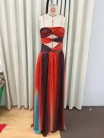 Tie-dye Gradient Hollow Out Women's Maxi Dress Elegant Off Shoulder A-line Hem Long Dresses New Summer 2025 Holiday Female Robes - Image 5