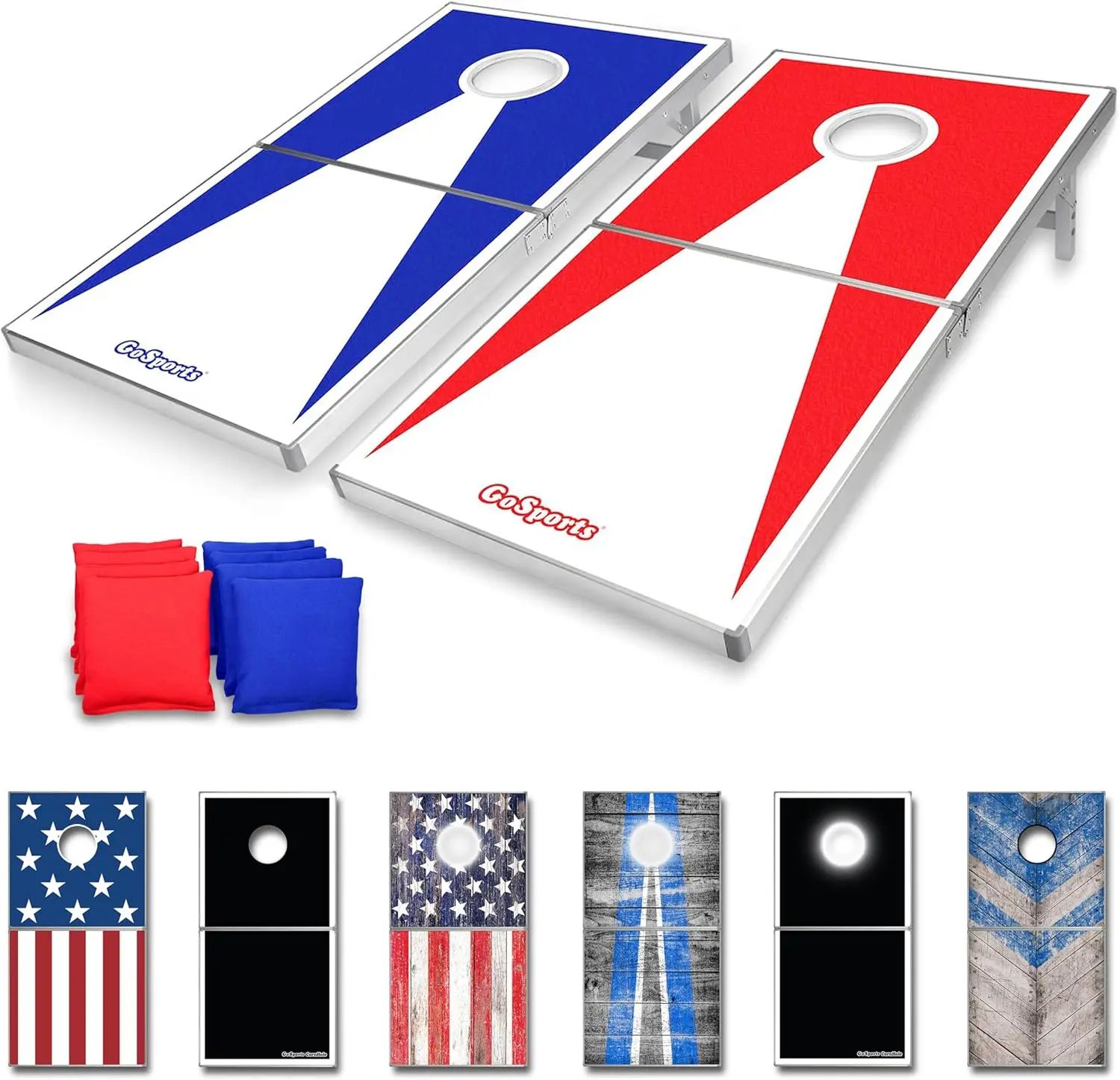 4 x 2 ft Regulation Size Aluminum Cornhole Game Sets – Choose LED Lights or Standard - Set Includes 2 Foldable Boards