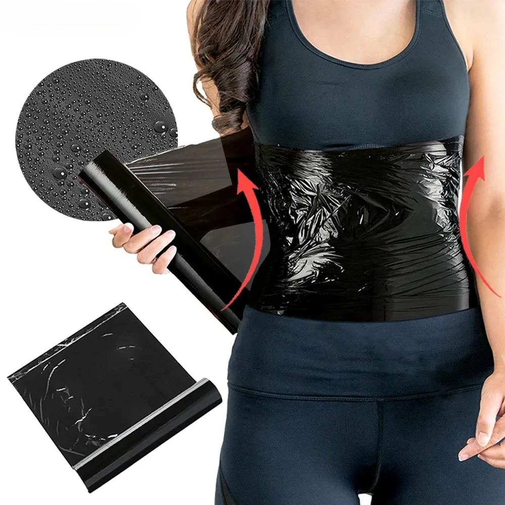 1 Roll 60 Meters Black Osmotic Plastic Body Wrap Workout and Sweat Enhancer Stomach Wrap Body Wrap Film Massage Accessories