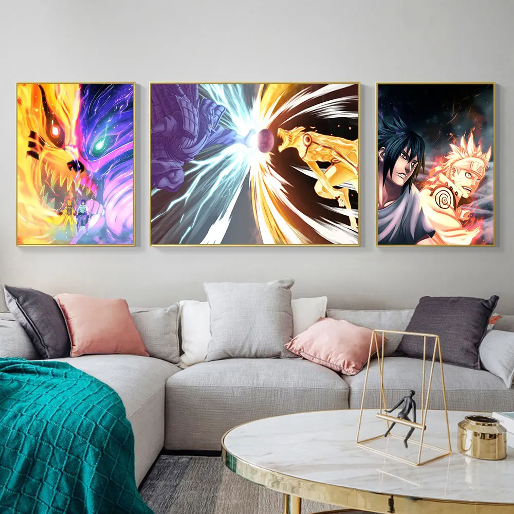 

Anime Peripheral Naruto Posters Kurama Vs Susanoo Canvas Painting Wall Art Sasuke Picture Mural Prints for Bedroom Decor Gifts