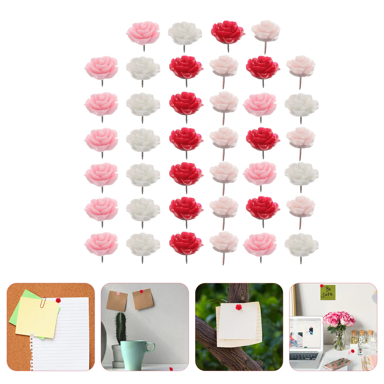 

40Pcs Flower Shape Pushpins Bright Long-Lasting Colors Creative Decorative Thumbtacks for Desk Wall Decor Painting Files Photos