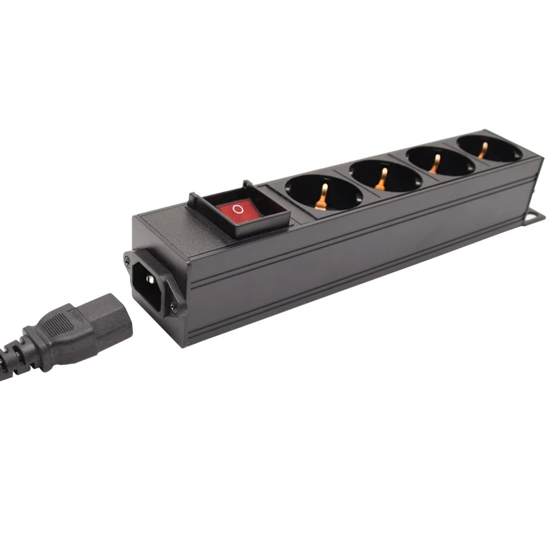 New 16A German standard Socket with switch C13 Interface PDU Power Strip Engineering Network Cabinet 4AC EU output jack