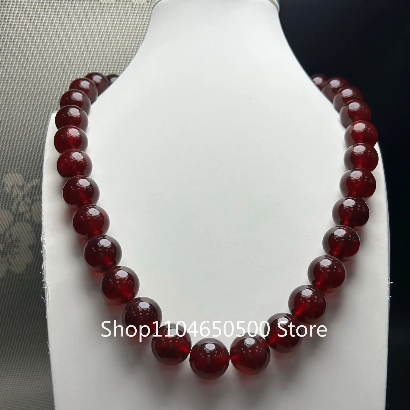 

17mm Certified Nature perfect round ice red Myanmar Jade Jadeite beads Necklaces