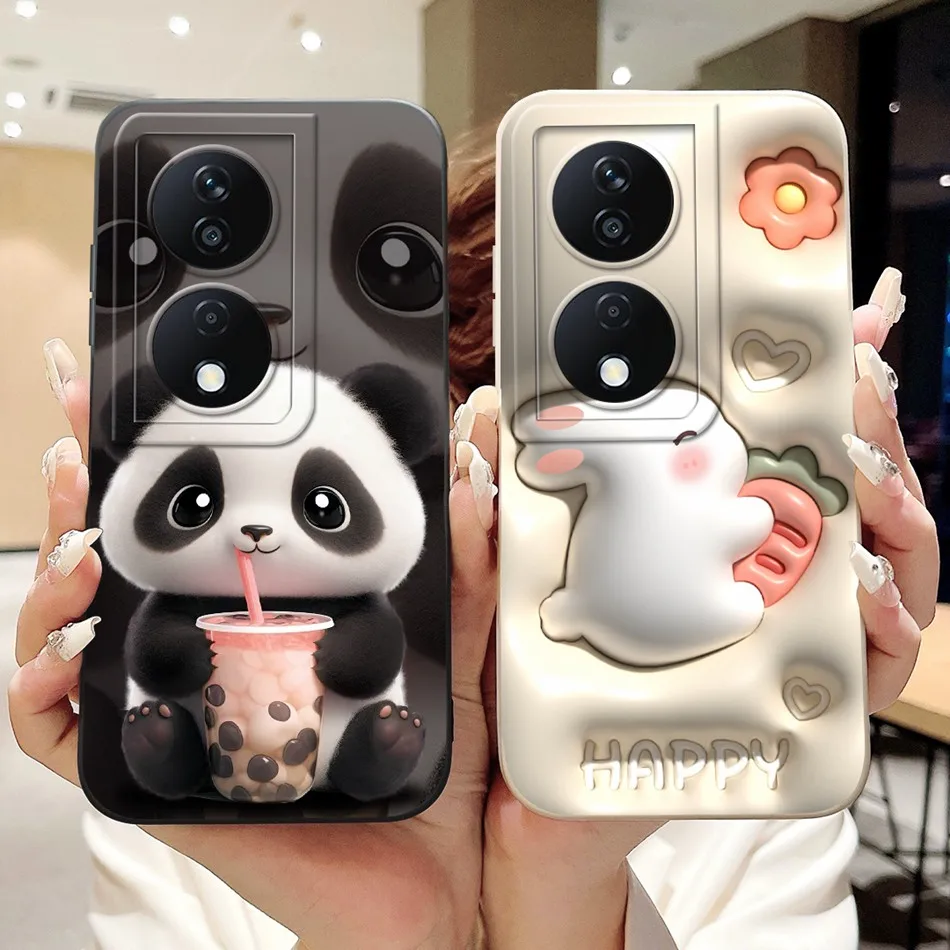 For Honor X7b Cute Panda Rabbit Cartoon Case HonorX7b X 7B 4G CLK-LX1 LX2 LX3 Camera Protective Soft Silicone Phone Cases