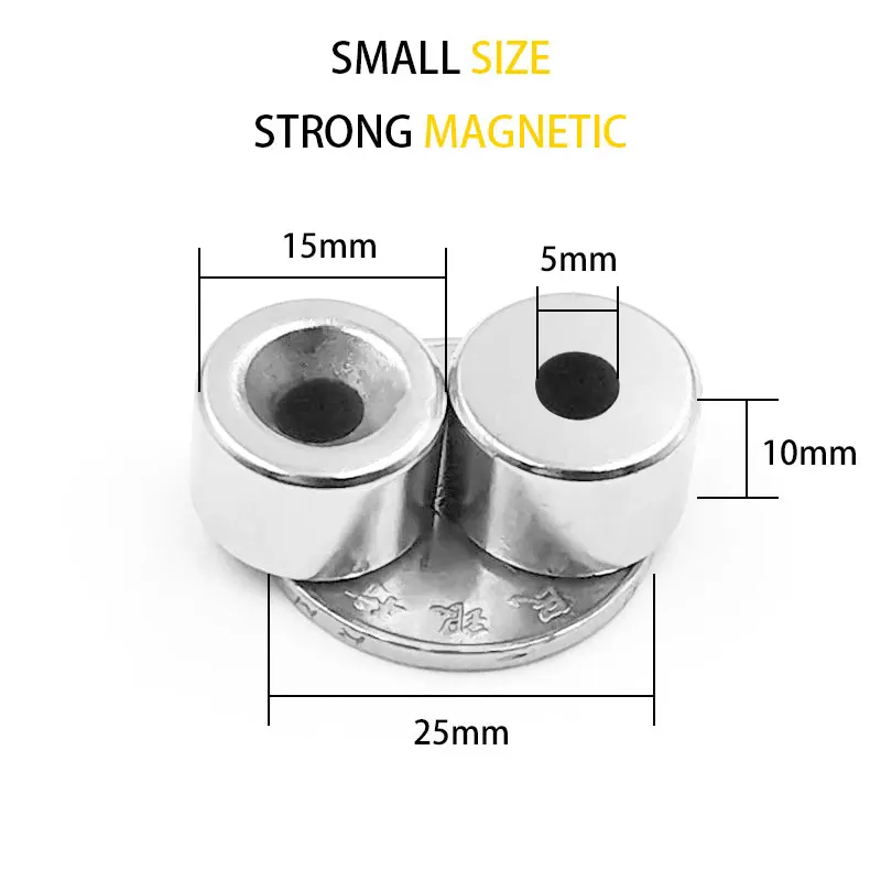 2~30PCS 15x10-5mm Round Neodymium Magnets 15x10mm Hole 5mm Countersunk Hole Strong Permanent Rare Earth Magnet