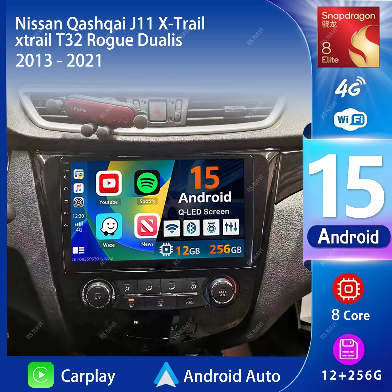 Qualcomm Android 15 Carplay Car Radio Multimedia For Nissan Qashqai J11 X-Trail xtrail T32 Rogue Dualis 2013- 2021 Stereo 2din