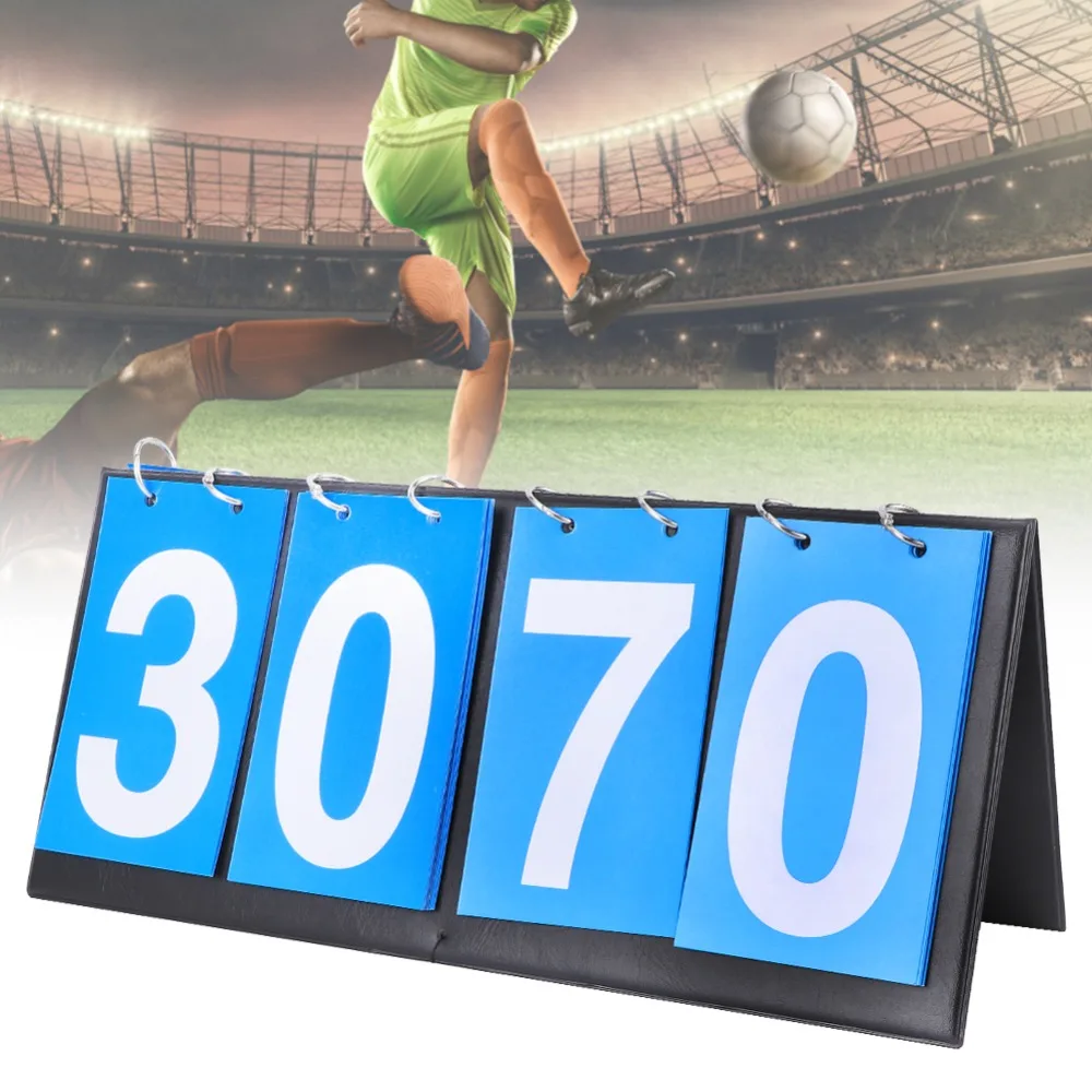 Portable Blue 4‑Digit Scoreboard Flip Design Number Flip Chart Sports Score Counter Indoor Game