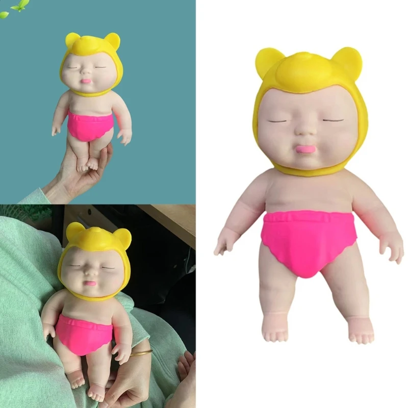 

10’’ Squeeze Fidgets Baby Doll Toy TPR Stretchy Toy Stress Reliever Party Favor Pressure Release Toy Office Prank Toy