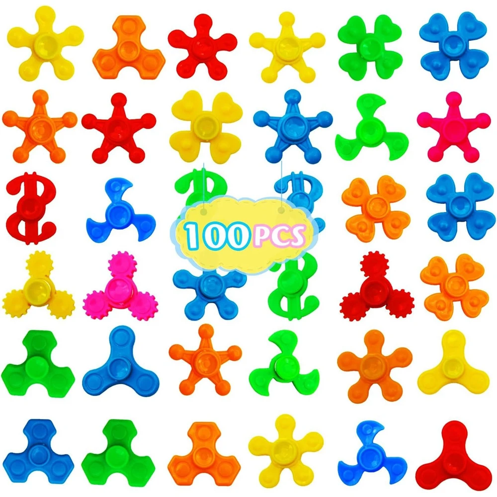 100PCS for Kids Teens Adults Mini Hand Fidget Spinner Toys Stress Relief Sensory Toys Party Favors Gifts Treasure Box Fills