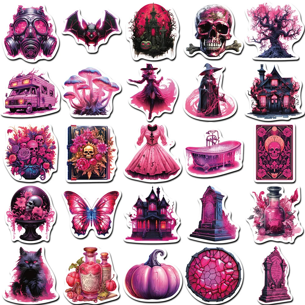 10/50Pcs Gothic Dark Magic Skull Cartoon Varied Stickers Pack for Kids Travel Luggage Notebook Helmet Decoration Graffiti Decals