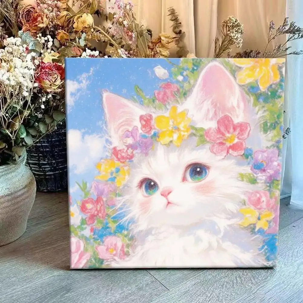 Oil Painting By Number House Tree DIY Digital Oil Painting Scenery Drawing By Numbers Adults Kit Cat Handpainted Gift Home Decor - view 3