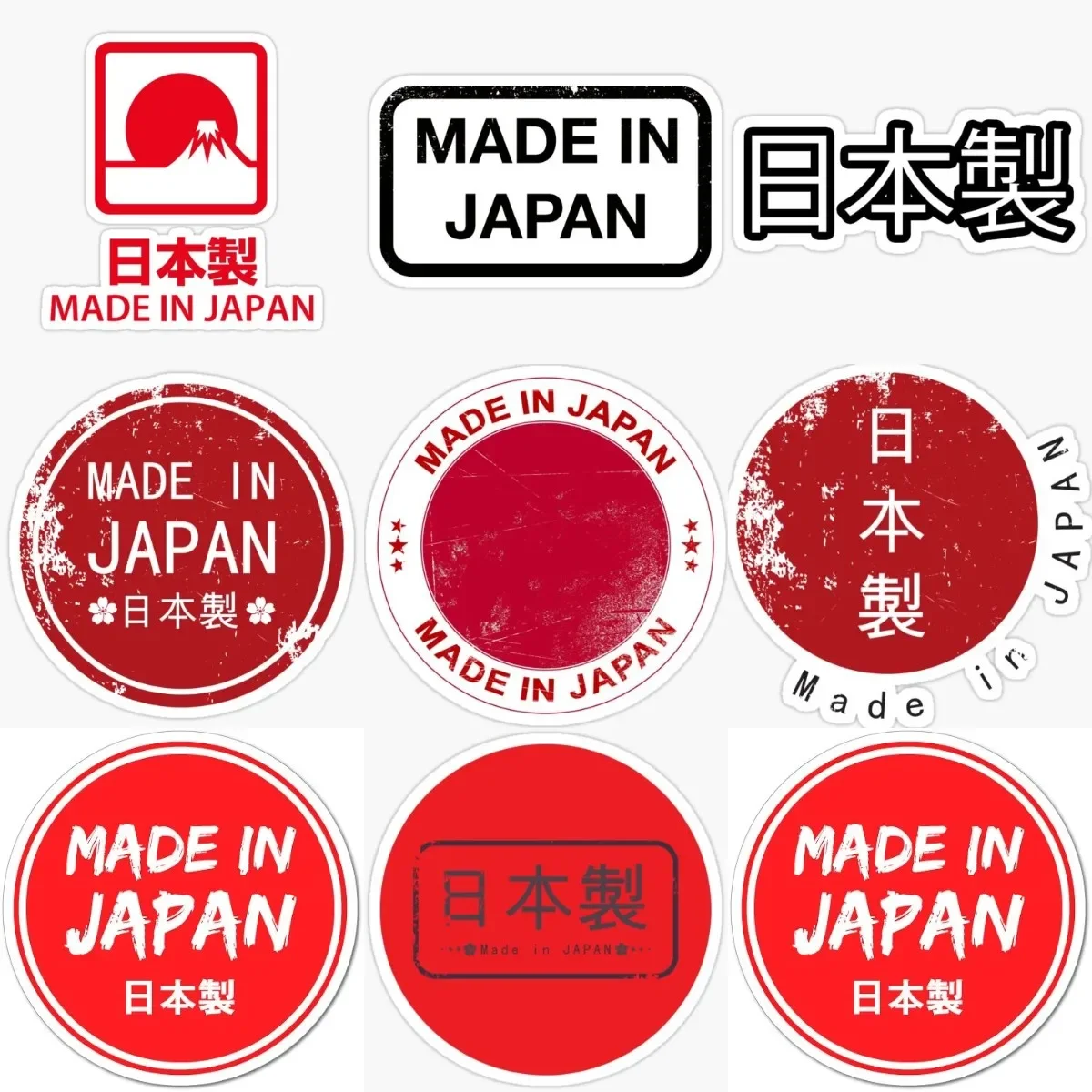 

Red Sun Made in Japan Sticker for Wall Car Motorcycle Table Off-road Racing Helmet Room Decoration Accessories Customizable