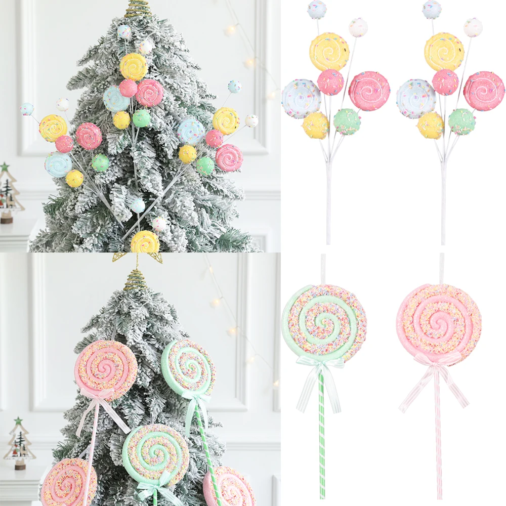 1 Box Christmas Lollipop Cuttings Ornament Christmas Party Decoration Home Xmas Tree Hanging Pendants Navidad New Year Gift 2025