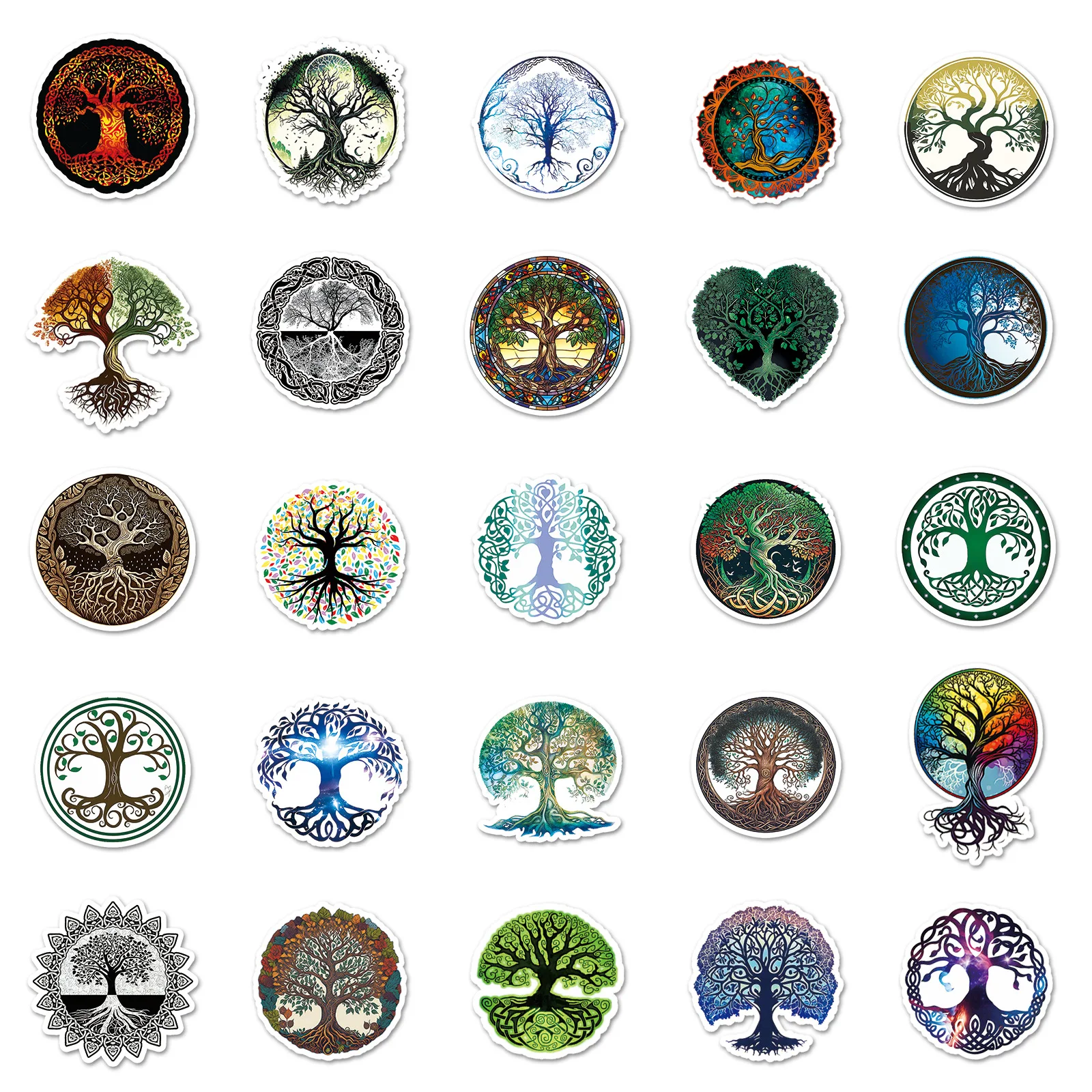 50pcs Tree of Life Series Graffiti Stickers Suitable for Helmet Desktop Wall Decoration DIY Sticker Pack Wholesale