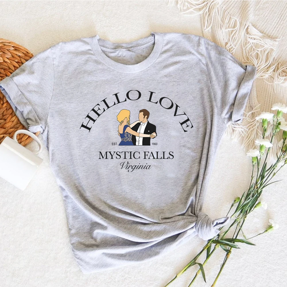 Hello Love Tshirt Vampire Diaries Shirt Klaus and Caroline T-Shirt TV Show Tee Mystic Falls Virginia Tops Gift for Her TVD Merch