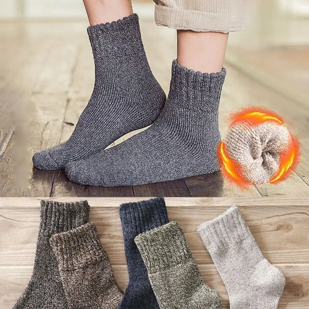 1/5 Pairs Mid Length Socks In Autumn And Winter Men's Mid-calf Sock Soft Warm Solid Color Casual Socks Motorcycle Warmer Gift