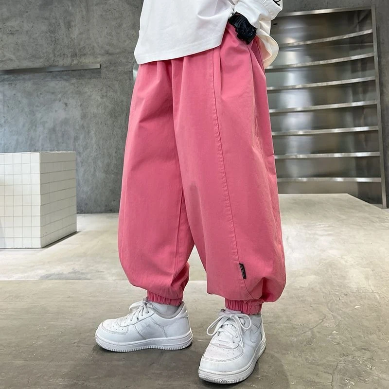 ]Fashion Kids Harem Pants Boys Girls Spring Summer Thin Loose Middle Children Ages 6-12 Pink Lantern Pants Casual Clothing  137