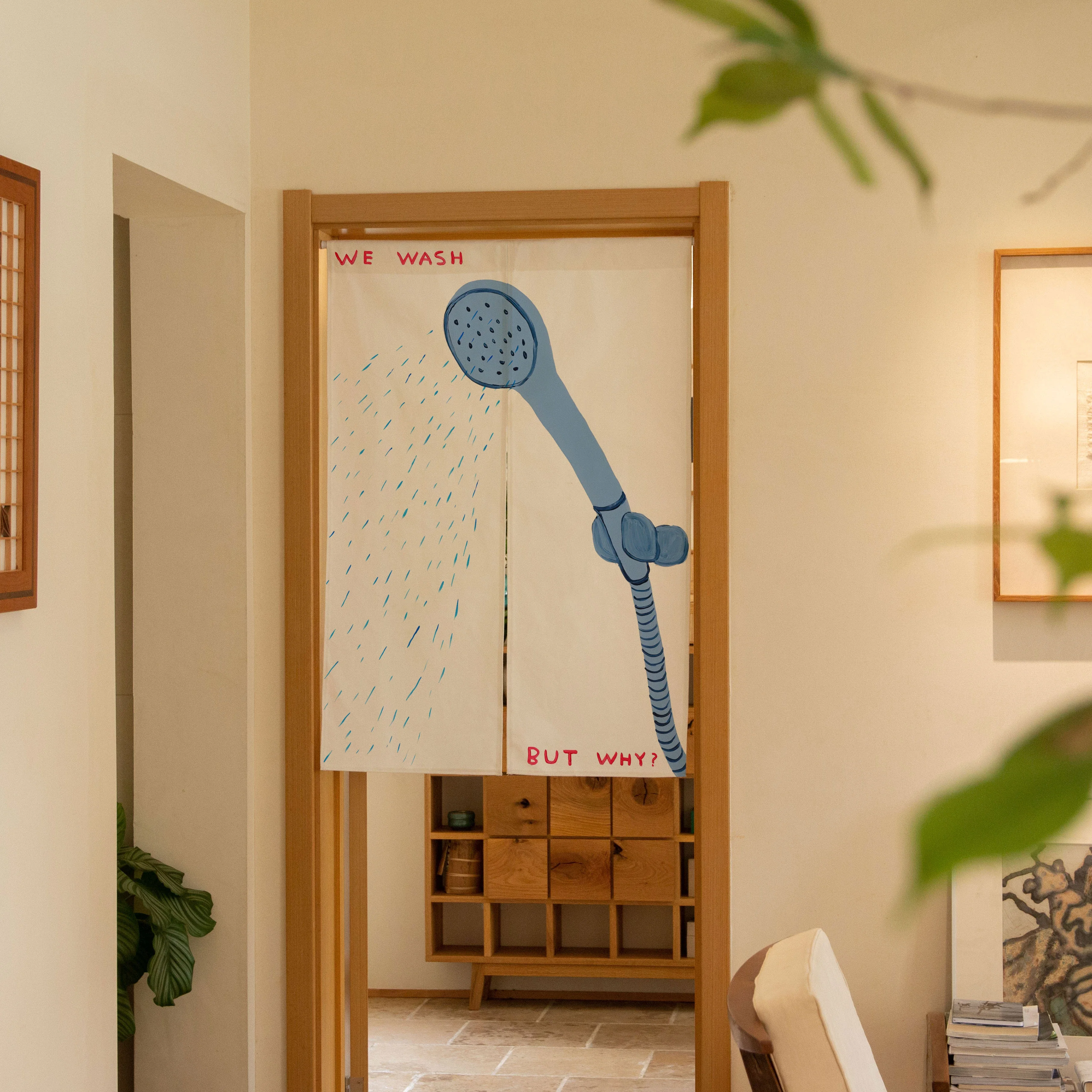 VIKAMA Shower Head Funny Bath Noren Door Curtain, 6 Designs, Doorway Decor for Bedroom Living Room Kitchen