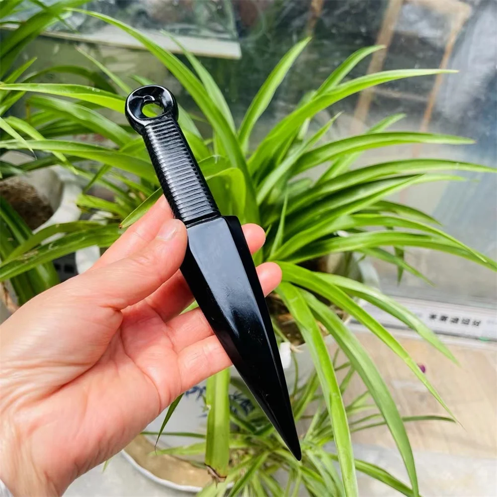 20cm Natural Obsidian Dagger Healing Crystal Protection Stone Handmade Knife Men Gifts Magic Talisman Sword Witch Supplies