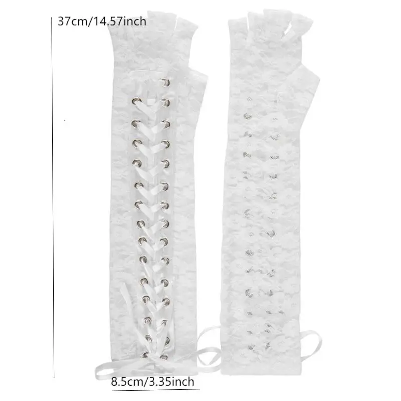 Womens Sexy Elbow Length Punk Fingerless Arm Warmer Goth Black Cosplay Accessories Fishnet Mesh Party LACE Gloves