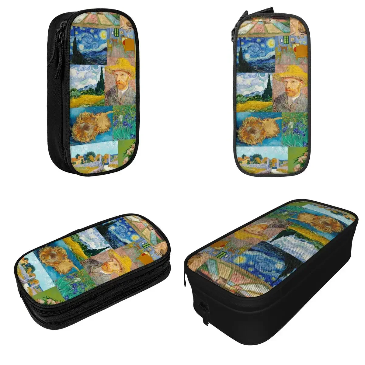 Van Gogh Sunflower Collage Pencil Cases Classic Classic Art Pen Bags Student Large Storage School Supplies Gift Pencilcases