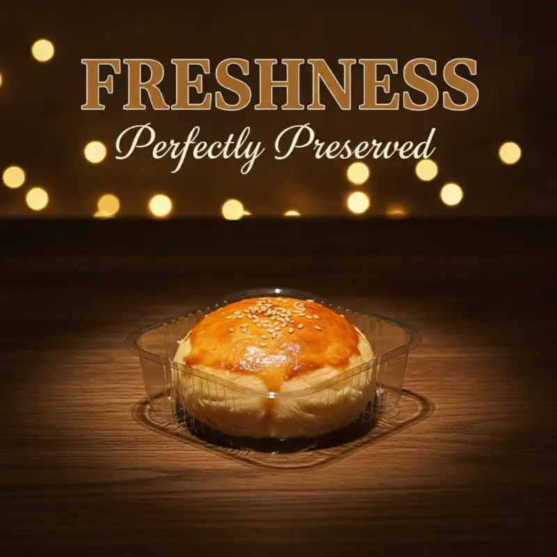 100Pcs Food Contact Safe Mooncake Blister Trays Golden Clear Options Sturdy Build for Homemade Mooncake Storage & Display